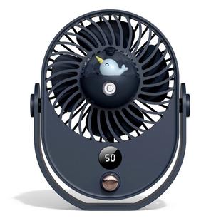 Desktop Spray Fan Cute Pet Add Water Silent Fan, Style:With Battery 1800 mAh(Navy Narwhal)
