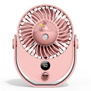 Desktop Spray Fan Cute Pet Add Water Silent Fan, Style:With Battery 1800 mAh(Pink Narwhal)