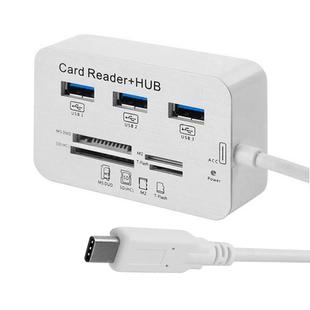 USB 3.1 Type-C COMBO 3 Ports HUB + MS DUO / SD(HC) / M2 / T-Flash Card Reader with LED Indication(Silver)