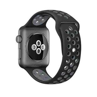 For Apple Watch Series 9&8&7 41mm / SE 3&SE 2&6&SE&5&4 40mm / 3&2&1 38mm Fashionable Classical Silicone Sport Watch Band(Black Grey)