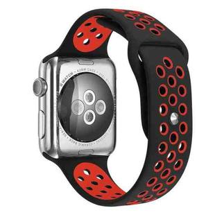 For Apple Watch Series 9&8&7 41mm / SE 3&SE 2&6&SE&5&4 40mm / 3&2&1 38mm Fashionable Classical Silicone Sport Watch Band (Black Red)