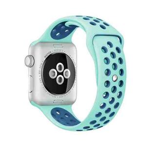 For Apple Watch Series 9&8&7 41mm / SE 3&SE 2&6&SE&5&4 40mm / 3&2&1 38mm Fashionable Classical Silicone Sport Watch Band(Green Blue)