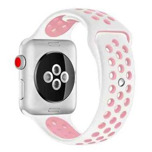 For Apple Watch Series 7 41mm / 6 & SE & 5 & 4 40mm / 3 & 2 & 1 38mm Fashionable Classical Silicone Sport Watch Band (White Pink)