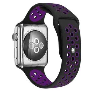 For Apple Watch Series 7 41mm / 6 & SE & 5 & 4 40mm / 3 & 2 & 1 38mm Fashionable Classical Silicone Sport Watch Band (Black Purple)