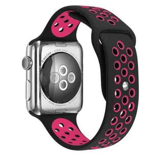 For Apple Watch Ultra 49mm&Watch Ultra 2 49mm / Series 9&8&7 45mm / SE 3&SE 2&6&SE&5&4 44mm / 3&2&1 42mm Fashionable Classical Silicone Sport Watch Band (Black Rose Red)