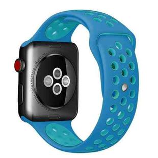 For Apple Watch Ultra 49mm&Watch Ultra 2 49mm / Series 9&8&7 45mm / SE 3&SE 2&6&SE&5&4 44mm / 3&2&1 42mm Fashionable Classical Silicone Sport Watch Band(Blue)