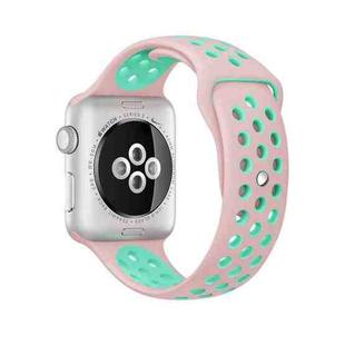 For Apple Watch Ultra 49mm&Watch Ultra 2 49mm / Series 9&8&7 45mm / SE 3&SE 2&6&SE&5&4 44mm / 3&2&1 42mm Fashionable Classical Silicone Sport Watch Band(Pink Green)