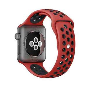 For Apple Watch Ultra 49mm&Watch Ultra 2 49mm / Series 9&8&7 45mm / SE 3&SE 2&6&SE&5&4 44mm / 3&2&1 42mm Fashionable Classical Silicone Sport Watch Band(Red Black)