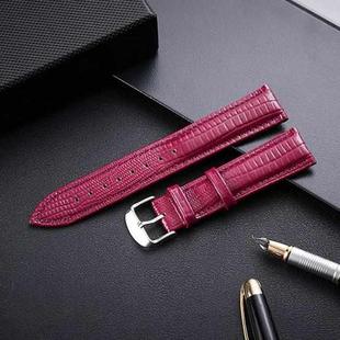 Lizard Texture Leather Strap  Watch Band, Size: 14mm(Purple)