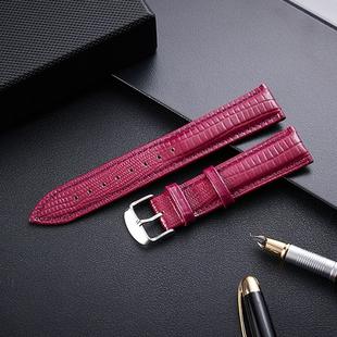 Lizard Texture Leather Strap  Watch Band, Size: 16mm(Purple)