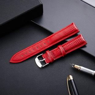 Lizard Texture Leather Strap  Watch Band, Size: 20mm(Red)
