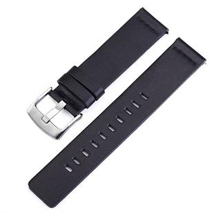 Smart Watch Silver Buckle Leather Watch Band for Apple Watch / Galaxy Gear S3 / Moto 360 2nd, Specification: 20mm(Black)