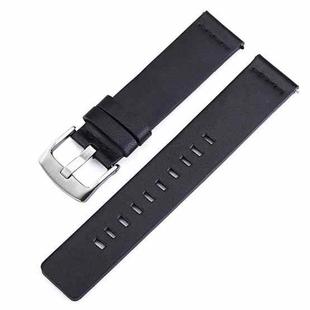 Smart Watch Silver Buckle Leather Watch Band for Apple Watch / Galaxy Gear S3 / Moto 360 2nd, Specification: 24mm(Black)