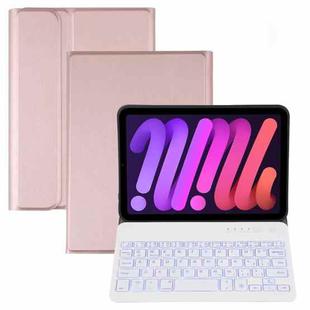 A06S Detachable Lambskin Texture Ultra-thin TPU Backlight Bluetooth Keyboard Leather Tablet Case with Stand For iPad mini 6(Rose Gold)