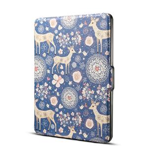 Reindeer Blue Print Horizontal Flip PU Leather Protective Case for Amazon Kindle Paperwhite 1 & 2 & 3 with Sleep / Wake-up