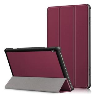 3-folding Custer Texture Deformation Flip Leather Case for Lenovo Tab M10 TB-X605F / X505F(Wine Red)