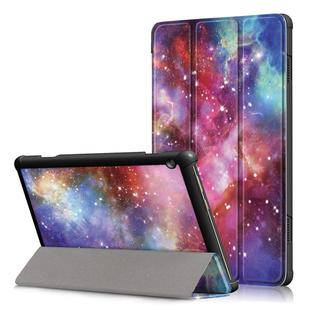 Coloured Drawing Pattern Horizontal Deformation Flip Leather Case for Lenovo Tab M10, with Three-folding Holder (Galactics Pattern) 