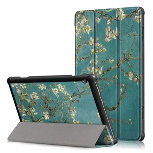 Coloured Drawing Pattern Horizontal Deformation Flip Leather Case for Lenovo Tab M10, with Three-folding Holder (Prunus Pattern)