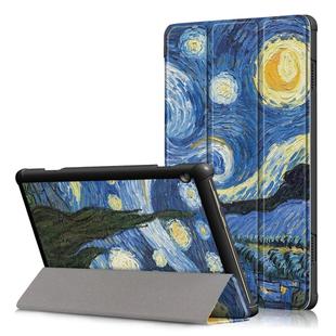 Coloured Drawing Pattern Horizontal Deformation Flip Leather Case for Lenovo Tab M10, with Three-folding Holder (Starry Sky Pattern)