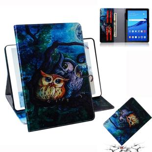 Oil Owl Pattern Horizontal Flip Leather Case for Huawei MediaPad T5, with Holder & Card Slot & Wallet