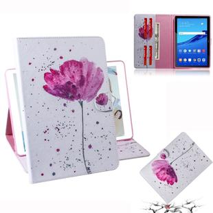 Purple Orchids Pattern Horizontal Flip Leather Case for Huawei MediaPad T5, with Holder & Card Slot & Wallet