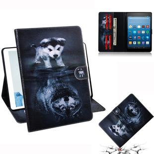 Wolf and Dog Pattern Horizontal Flip Leather Case for Amazon Kindle Fire HD 8 2015/2016/2017/2018, with Holder & Card Slot & Wallet