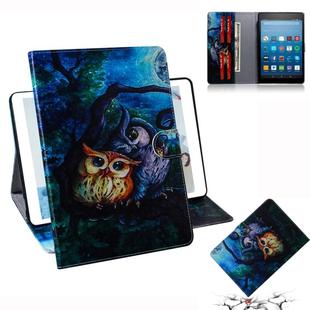 Oil Owl Pattern Horizontal Flip Leather Case for Amazon Kindle Fire HD 8 2015/2016/2017/2018, with Holder & Card Slot & Wallet