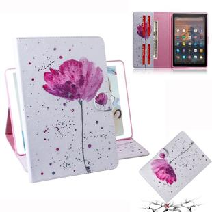 Purple Orchids Pattern Horizontal Flip Leather Case for Amazon Kindle Fire HD 10 2015/2017, with Holder & Card Slot & Wallet