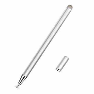 JD02 Universal Magnetic Pen Cap Pan Head + Fiber Cloth 2 in 1 Stylus Pen for Smart Tablets and Mobile Phones (Silver)