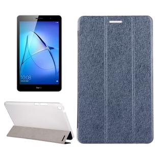 For Huawei  MediaPad T3 8 inch Silk Texture Horizontal Flip Leather Case with 3-folding Holder(Dark Blue)