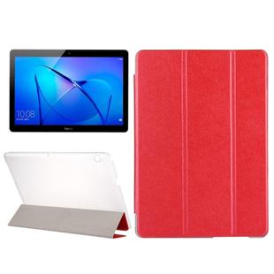 For Huawei  MediaPad T3 10 9.6 inch Silk Texture Horizontal Flip Leather Case with 3-folding Holder(Red)