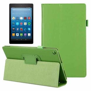 For Amazon Kindle Fire HD8 (2017) Litchi Texture Horizontal Flip Leather Case with Holder(Green)