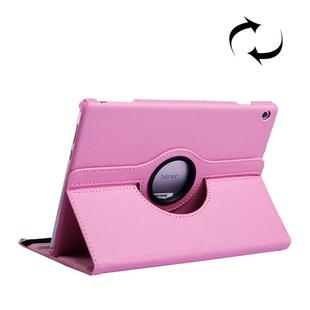 Litchi Texture Horizontal Flip 360 Degrees Rotation Leather Case for Huawei MediaPad T5 10.1, with Holder (Pink)