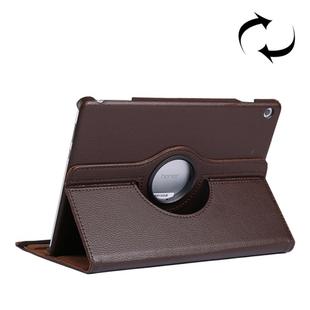 Litchi Texture Horizontal Flip 360 Degrees Rotation Leather Case for Huawei MediaPad T5 10.1, with Holder (Brown)