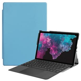 Custer Texture Horizontal Flip PU Leather Case for Microsoft Surface Pro 4 / 5 / 6 / 7 12.3 inch, with Holder & Pen Slot(Blue)
