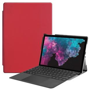 Custer Texture Horizontal Flip PU Leather Case for Microsoft Surface Pro 4 / 5 / 6 / 7 12.3 inch, with Holder & Pen Slot(Red)
