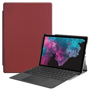 Custer Texture Horizontal Flip PU Leather Case for Microsoft Surface Pro 4 / 5 / 6 / 7 12.3 inch, with Holder & Pen Slot(Wine Red)