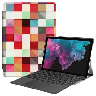 Magic Cube Pattern Colored Painted Horizontal Flip PU Leather Case for Microsoft Surface Pro 4 / 5 / 6 12.3 inch, with Holder & Pen Slot