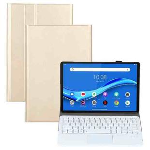 AM10-A Detachable Bluetooth Backlight Keyboard Ultrathin Horizontal Flip Leather Tablet Case with Touchpad & Holder for Lenovo M10 Plus 10.3 inch X606F(Gold)