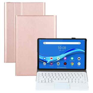 AM10-A Detachable Bluetooth Backlight Keyboard Ultrathin Horizontal Flip Leather Tablet Case with Touchpad & Holder for Lenovo M10 Plus 10.3 inch X606F(Rose Gold)