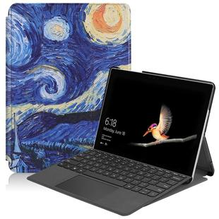 Starry Sky Pattern Colored Painted Horizontal Flip PU Leather Case for Microsoft Surface Go 10 inch, with Holder & Pen Slot