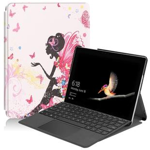 Elf Girl Pattern Colored Painted Horizontal Flip PU Leather Case for Microsoft Surface Go 10 inch, with Holder & Pen Slot