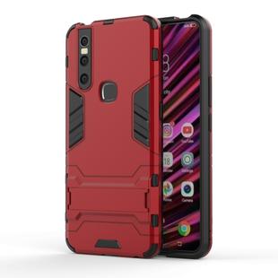 Shockproof PC + TPU Case for VIVO V15, with Holder(Red)