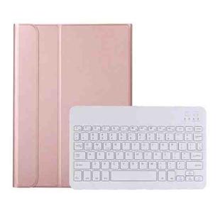 AK10 2 in 1 Detachable Bluetooth Keyboard + Lambskin Texture TPU Protective Leather Tablet Case with Holder for Lenovo Qitian K10 TB-X6C6X(Rose Gold)