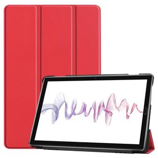 Custer Texture Horizontal Deformation Flip Leather Case for Huawei MediaPad M6 10.8 / Matepad 10.8 (2020), with Three-folding Holder & Sleep / Wake-up Function(Red)