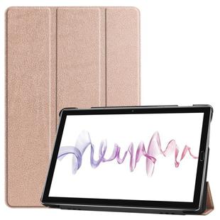 Custer Texture Horizontal Deformation Flip Leather Case for Huawei MediaPad M6 10.8 / Matepad 10.8 (2020), with Three-folding Holder & Sleep / Wake-up Function(Rose Gold)