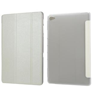 Silk Texture Horizontal Flip Leather Case with Three-Folding Holder for Huawei M5 Lite 10.1 (White)