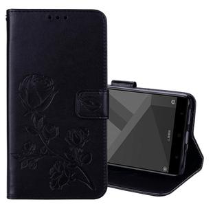 For Xiaomi Redmi Note 4X Roses Pressed Flowers Pattern Flip Leather Case with Holder & Card Slots & Wallet(Black)