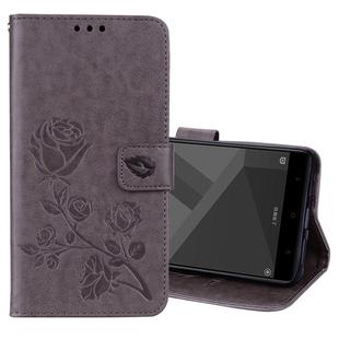 For Xiaomi  Redmi Note 4X Roses Pressed Flowers Pattern Flip Leather Case with Holder & Card Slots & Wallet(Grey)