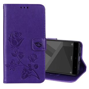 For Xiaomi  Redmi Note 4X Roses Pressed Flowers Pattern Flip Leather Case with Holder & Card Slots & Wallet(Purple)